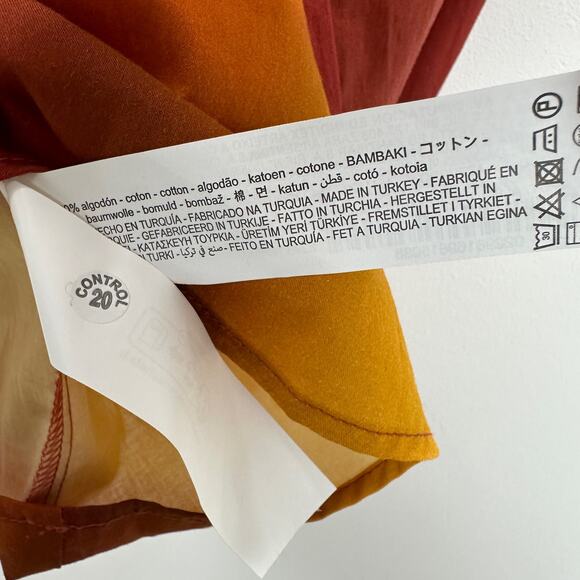 Zara Oversized Blouse Boho Resortwear Colorful Ombre Cotton Long Sleeve M NWT - Picture 9 of 13